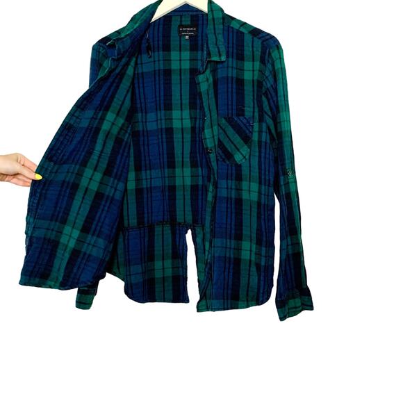 Button up Flannel Shirt Cotton On Blue Green - Picture 2 of 6